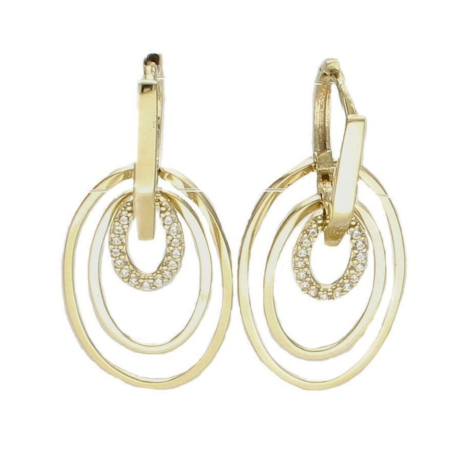 Złote kolczyki Diament 333 wiszące potrójne owale.jpg